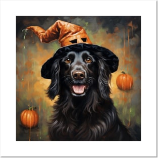 Halloween Flat Coated Retriever Posters and Art